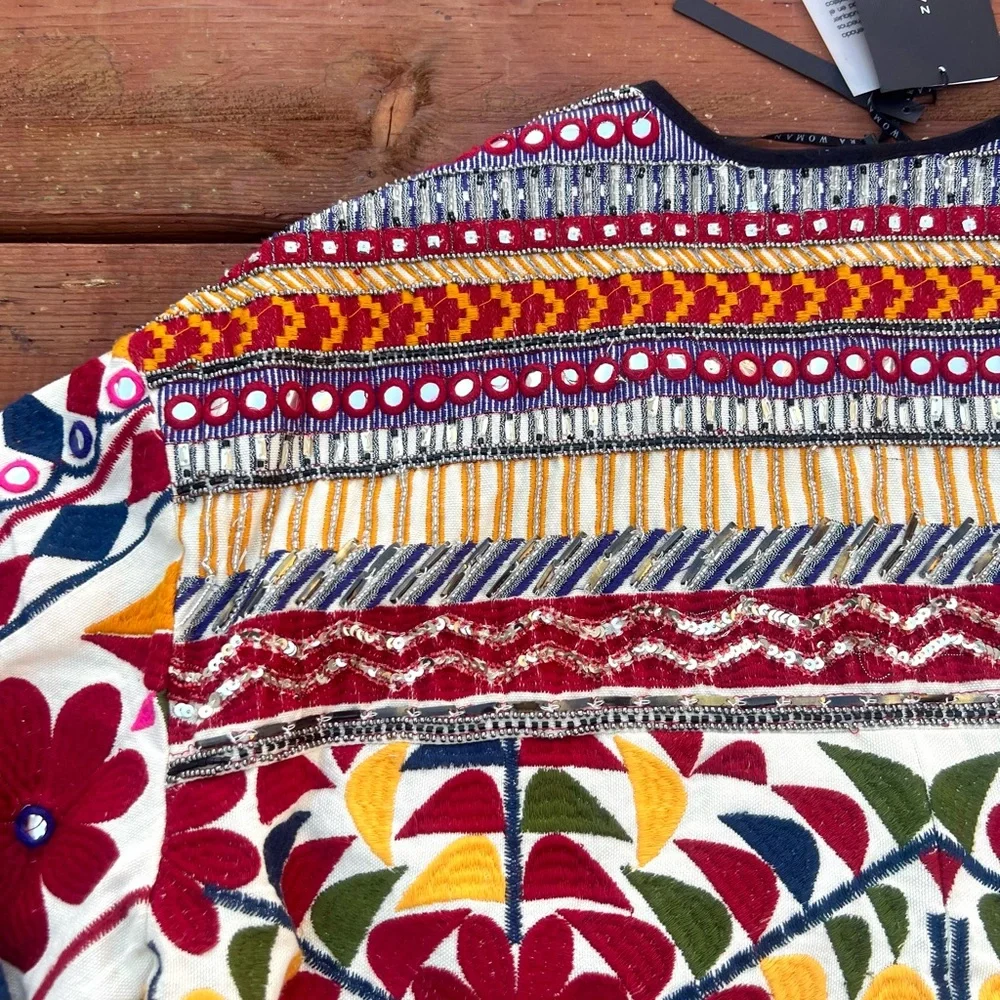 Colorful Geometric Patterned Women's Jacket - Picture 9 of 11